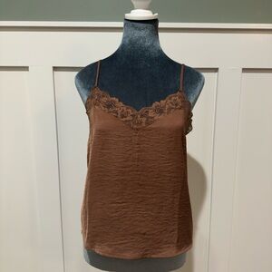 Pink Rose Rust Colored Lace Tank Top
